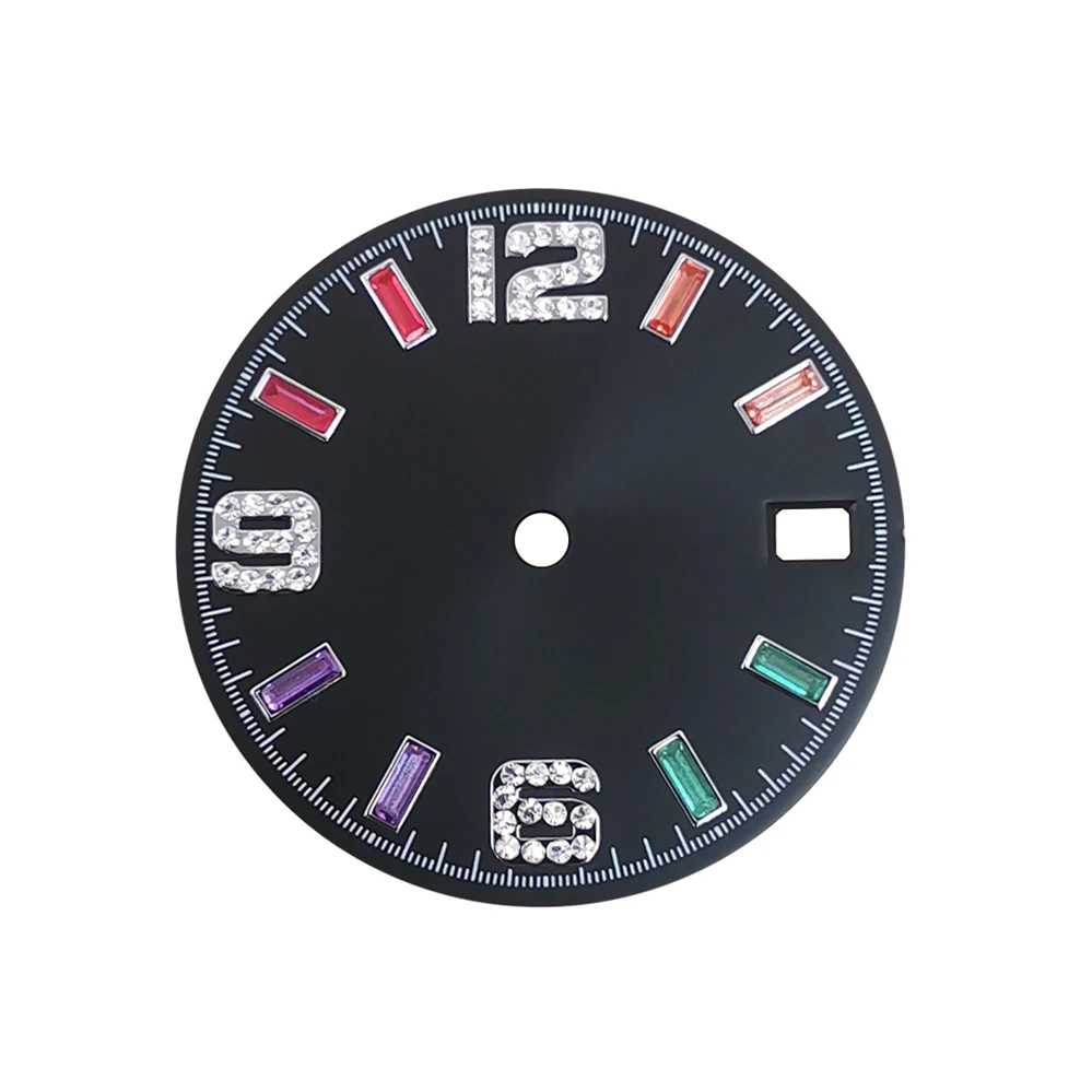 

Watch accessories 28.5mm dial sunburst blue rainbow scale for SKX007 Japanese NH35/36/4R/7S movement Date NO logo NH35 case