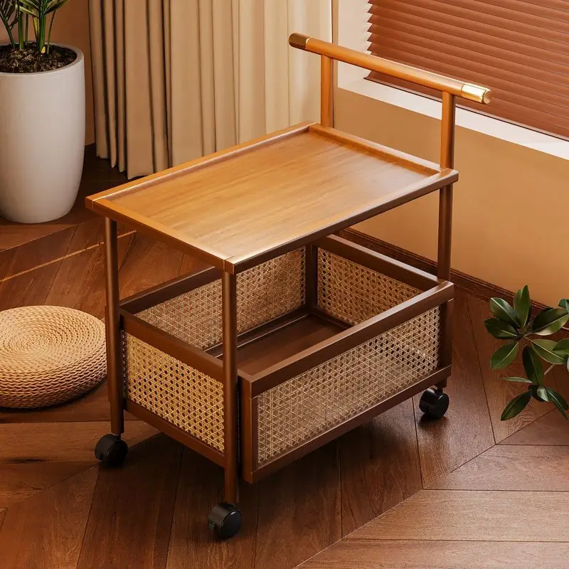 Storage shelf living room floor movable middle cart with wheel household debris storage rack simple storage shelf