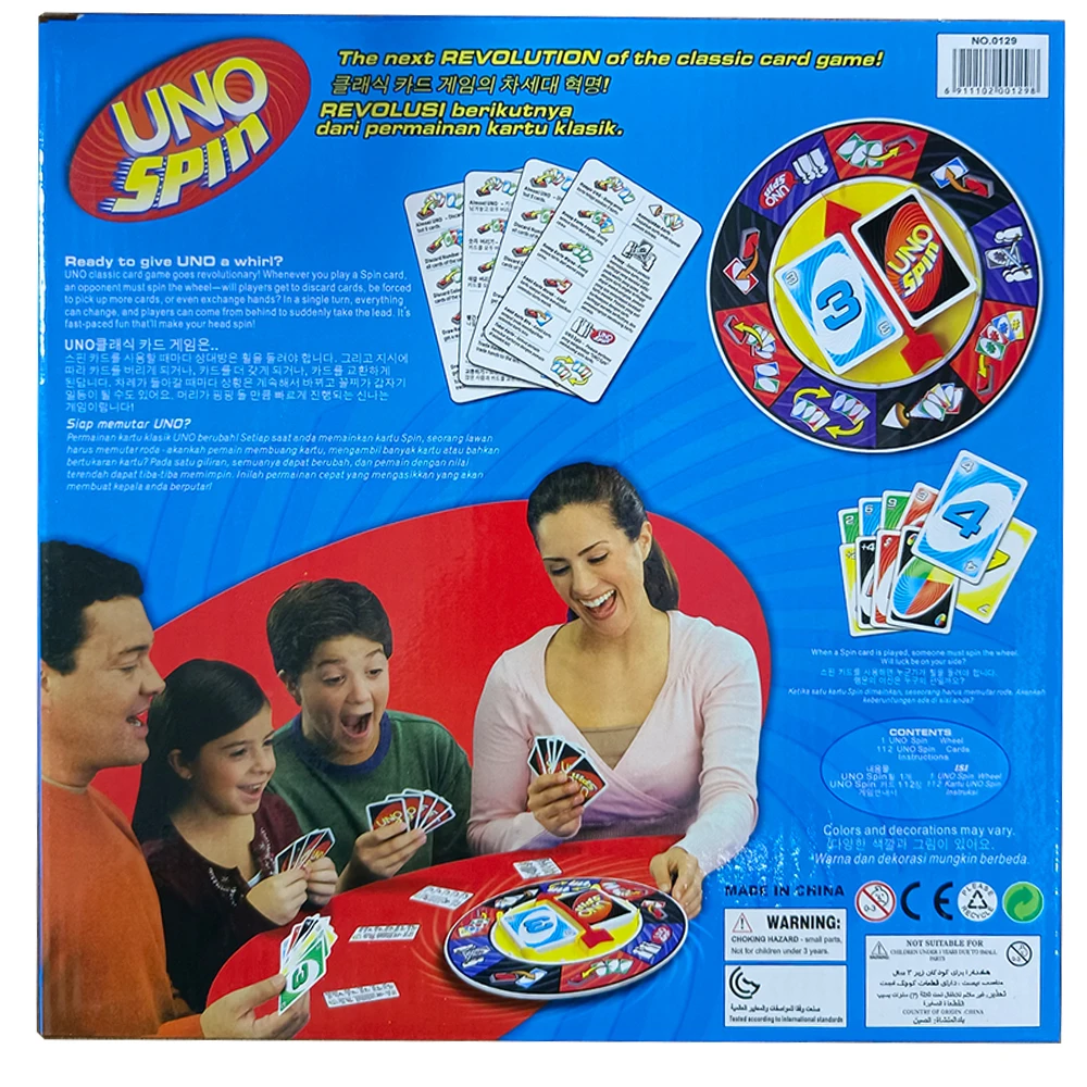Uno Spin Game Card Board Game Family Funny Entertainment Poker Playing Uno Spin Card