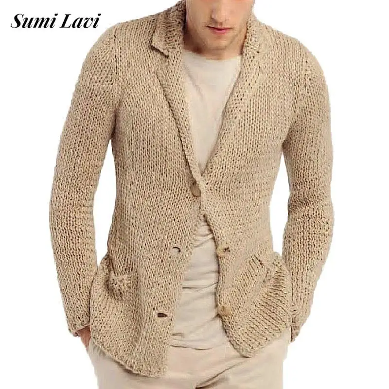 

Fashion Slim Sweaters Men Knitwear Casual Long Sleeve Button-up Sweater Jacket For Mens Autumn Knitted Lapel Cardigan Streetwear
