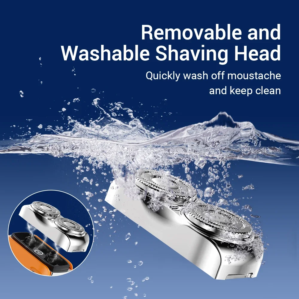 Electric Smart Shaver Home Digital Display Mini Dual Blade Wet Dry Travel Shaver Rechargeable 9000RPM Powerful Shaver for Men