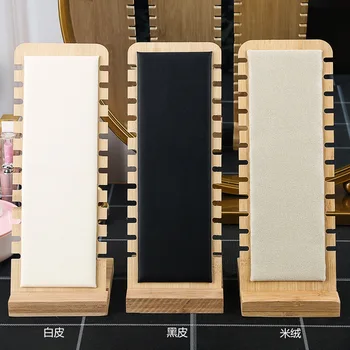 단단한 대나무 나무 주얼리 디스플레이 스탠드, 목걸이 쇼케이스 홀더 펜던트, 긴 체인, 목걸이용 손 정리 홀더, 신제품