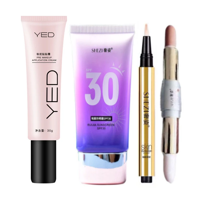Yed Primer Fv Skin Foundation Tfit Concealer Shezi Crema Solare Set Per Il Trucco Del Viso Primer Base Per Il Controllo Dell'Olio Pre Trucco Contorno 