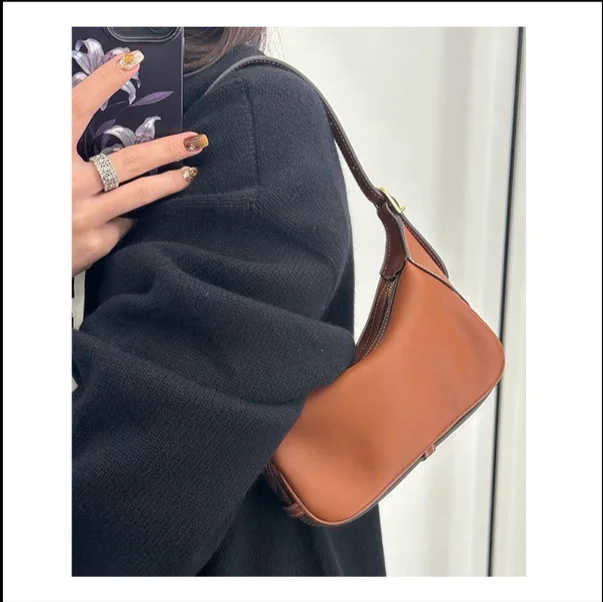 Pomlad in poletje 2024 Nova usnjena torba za cmoke Triumphal Arch Romy pod pazduho, ročna torba za čez ramo, majhna torba za čez ramo_voghion.com