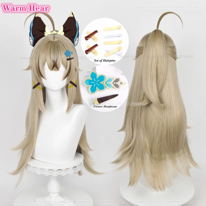 

New! Kirara Cosplay Wig Anime Long 75cm Flaxen Dyed Brown Wig Heat Resistant Synthetic Cosplay Anime Woman Kirara Wigs + Wig Cap
