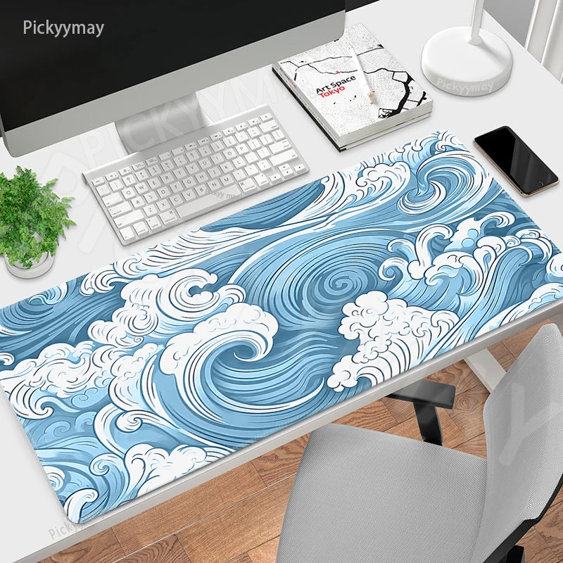 

Mouse Pad Blue Waves Clouds Big Gaming Mousepad XXL Mouse Mat Large Keyboard Mat Laptop Desk Pads Gamer Mousepads For Computer