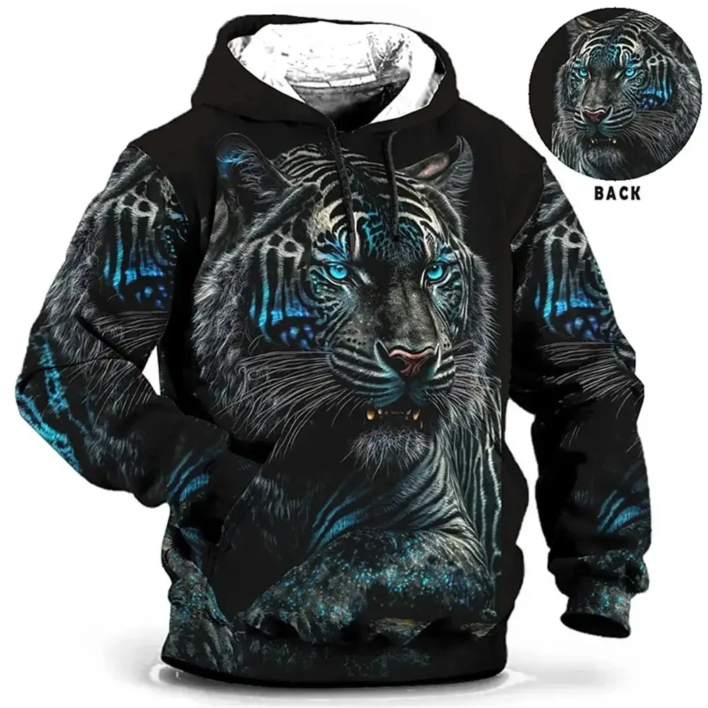 thumbnail image 1 of Nueva sudadera con capucha con estampado 3D de lobo y textura para hombre, de manga larga, informal, holgada, de gran tamaño, para exteriores, Y2k, 1 of 5