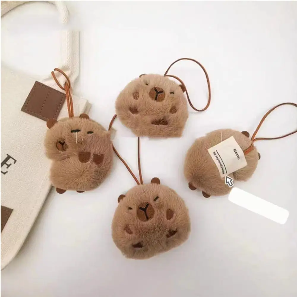 Capybara 봉제 인형 키체인, 귀여운 기니피그 가방 펜던트, 푹신한 동물 키링, 카와이 인형 키체인, 생일 선물 
