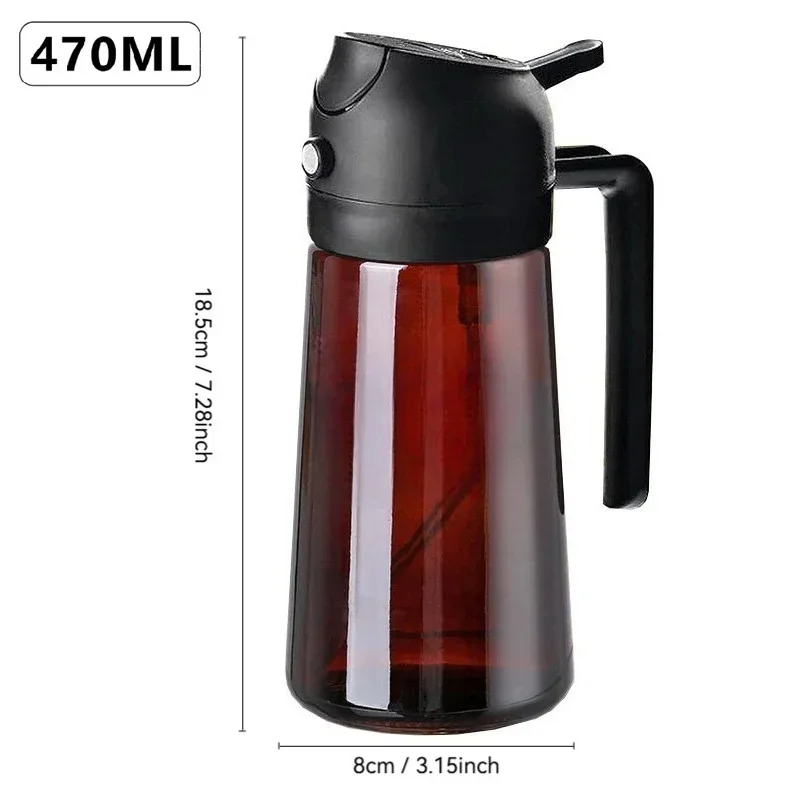 2025 New 470ml Kitchen Olive Oil Dispenser, 2in1 Olive Sprayer for Cooking Oils Dispenser, Home Air Fryer Outdoor Picnic Gadgets