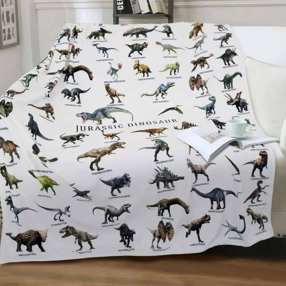 

Blanket Soft Comfortable Flannel Blanket Dinosaur Alphabet Pattern Plush Sofa Blanket For Kids Adults Couch Bed Camping Trip