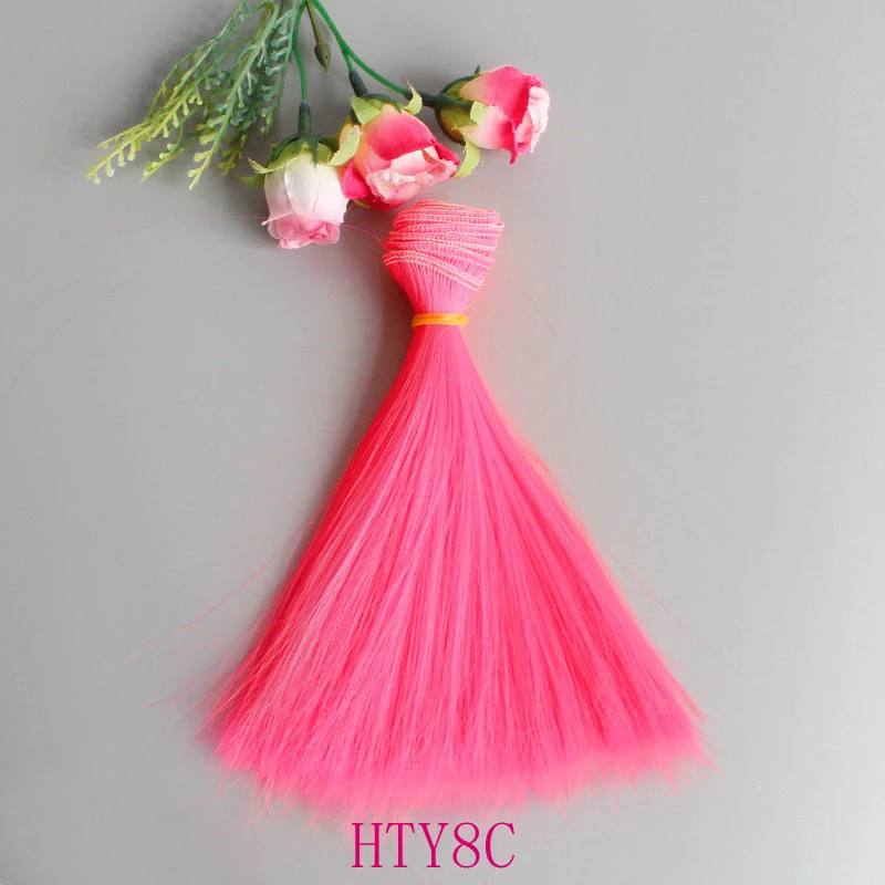 Doll Wigs Doll Hair 15cm 25cm Pink Yellow Purple Green Blue Color Straight Doll Wigs Handmade Gifts