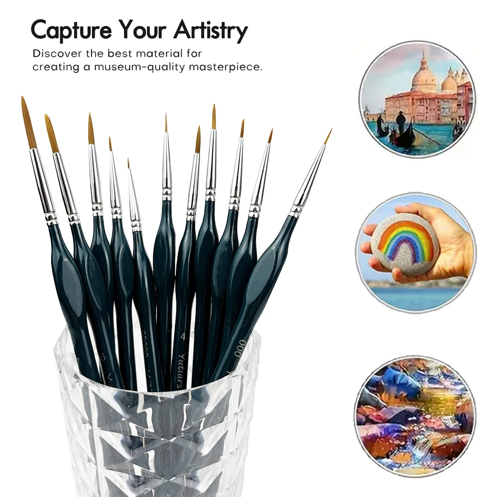 Detail Paint Brushes Set for Tiny Tip Acrylic and Watercolor Painting - Professional Artist Supplies for 40k Miniatures and Face 6