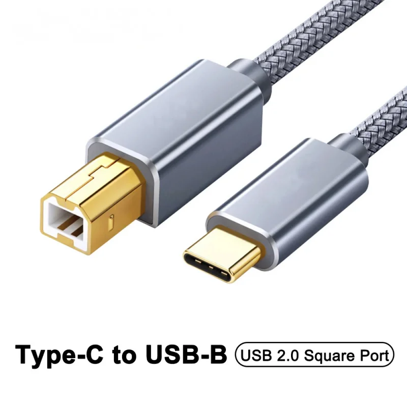 USB C to USB B 2.0 Printer Cable Fax Machine Scanner Electronic Organ Adapter Type C to USB B Cable for Laptop MacBook Printer