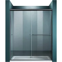 Shower Door 54 in. W X 72 in H, Double Sliding with 1/4 in. Clear Tempered Glass, Semi Frameless Sliding Glass Shower 1