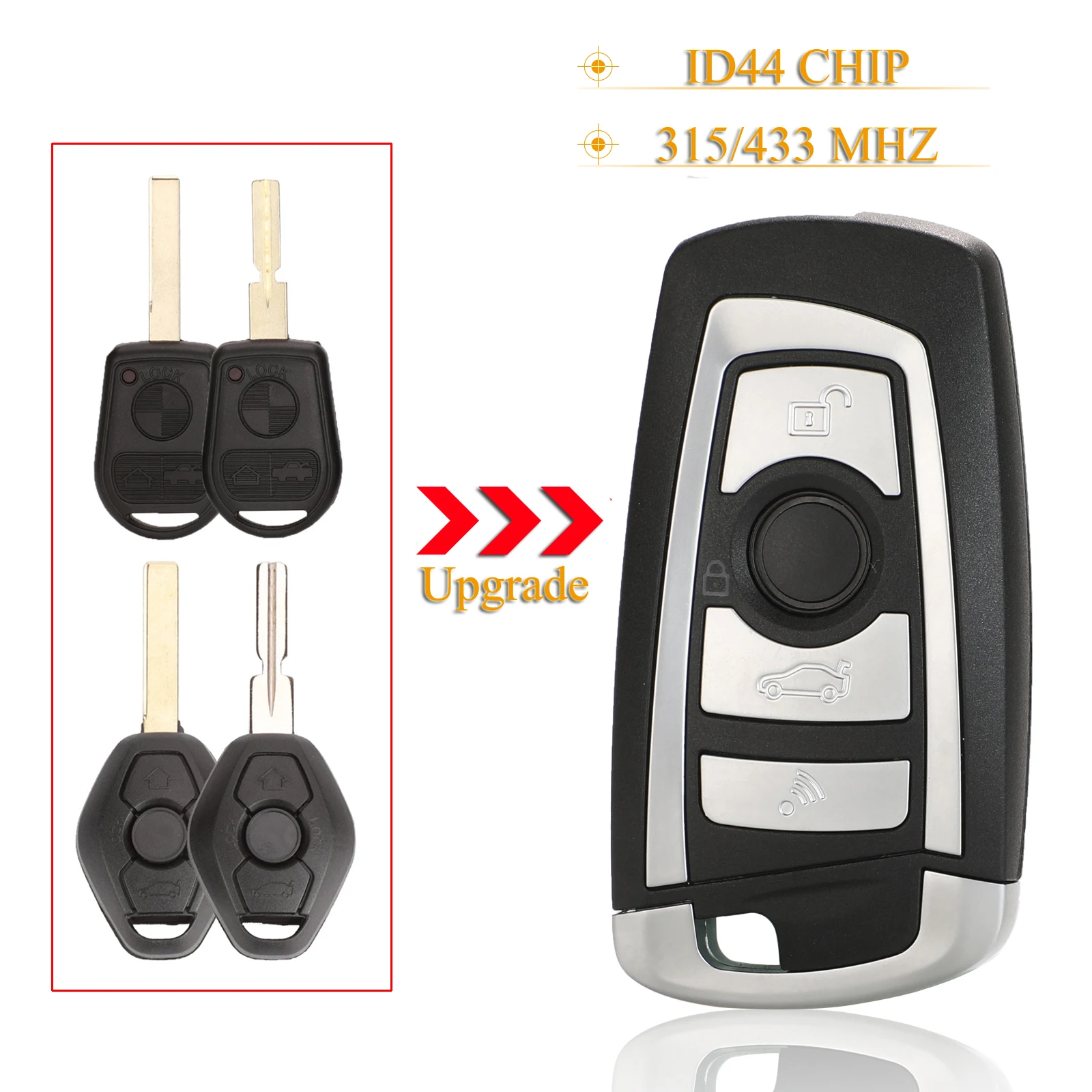 Jingyuqin  4 Buttons Modified Flip Remote Key 315/433Mhz Pcf7935Aa Id44 Chip For Bmw E38 E39 E46 M5 X3 X5 Z3 Z4 With Hu58 Hu92