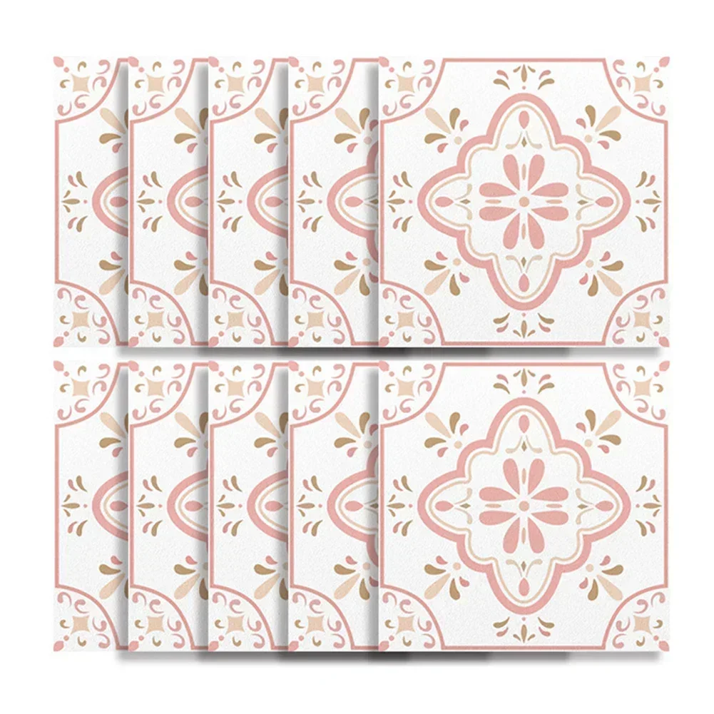 10Pcs Arts Tile Stickers Pattern Self-sticker 3D Wall Sticker For Kitchen Living Room Bathroom Decoration