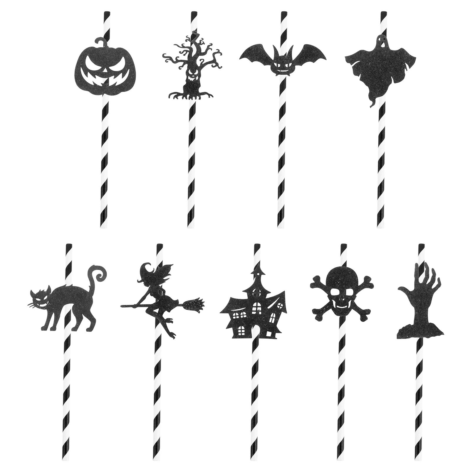 Halloween Themed Straws Skull Bat Decorations Paper Cartoon Beverage Juices Drinking Tools Party Supplies Straw Accessories