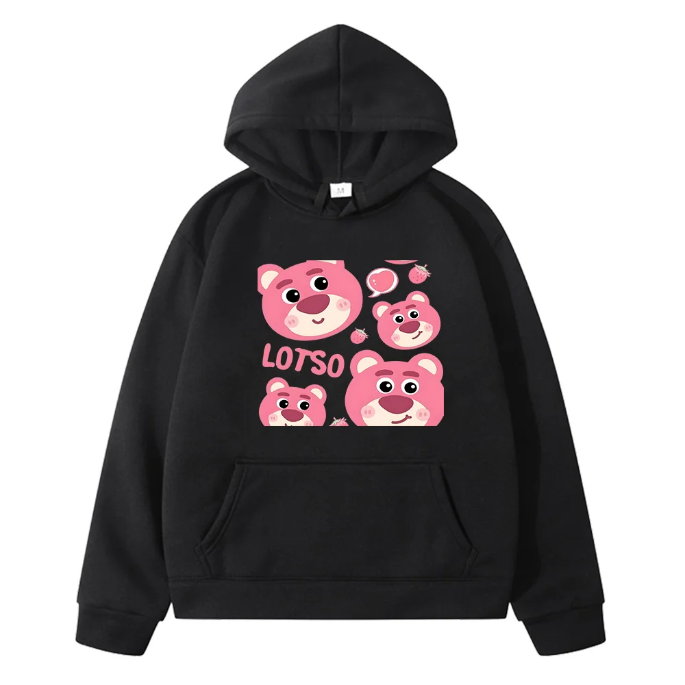 

Cartoon Pink Strawberry Bear Spring and Autumn Pullovers Hoodies Kids Boys Girls Round Neck Long Sleeve Fashion Casual Jacket