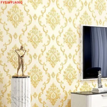 

European Luxury Non-woven 3d Wallpaper Thickening Bedroom Living Room Decoration Damascus Tv Background Wall Stickers Home Decor