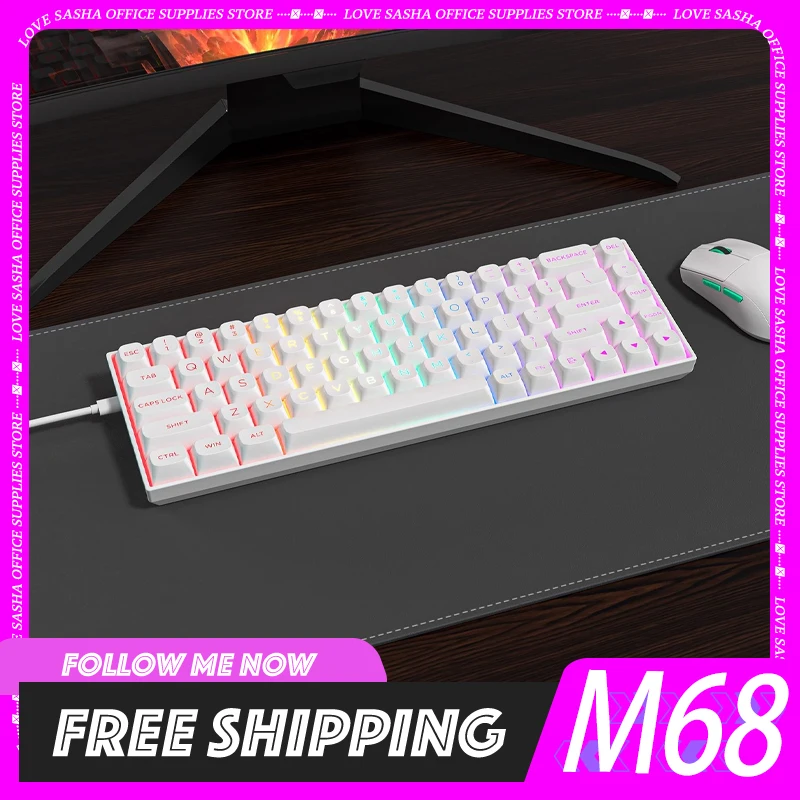 

Zifriend M68 Mechanical Keyboard Wired Rt Magnetic Axis 8k Gaming Keyboard Rgb Customize 68key Keyboards For Pc Gamer Gifts