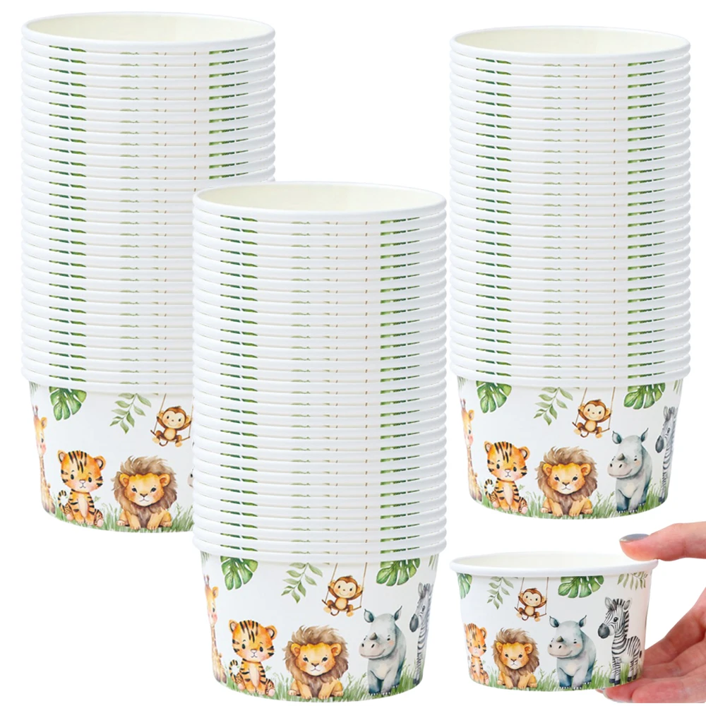 5-30 stücke Dschungel Tier Eis Tasse Einweg Safari Tier Papier Dessert Schüssel Snack Tasse Zoo Tier Dschungel Geburtstag party Decor