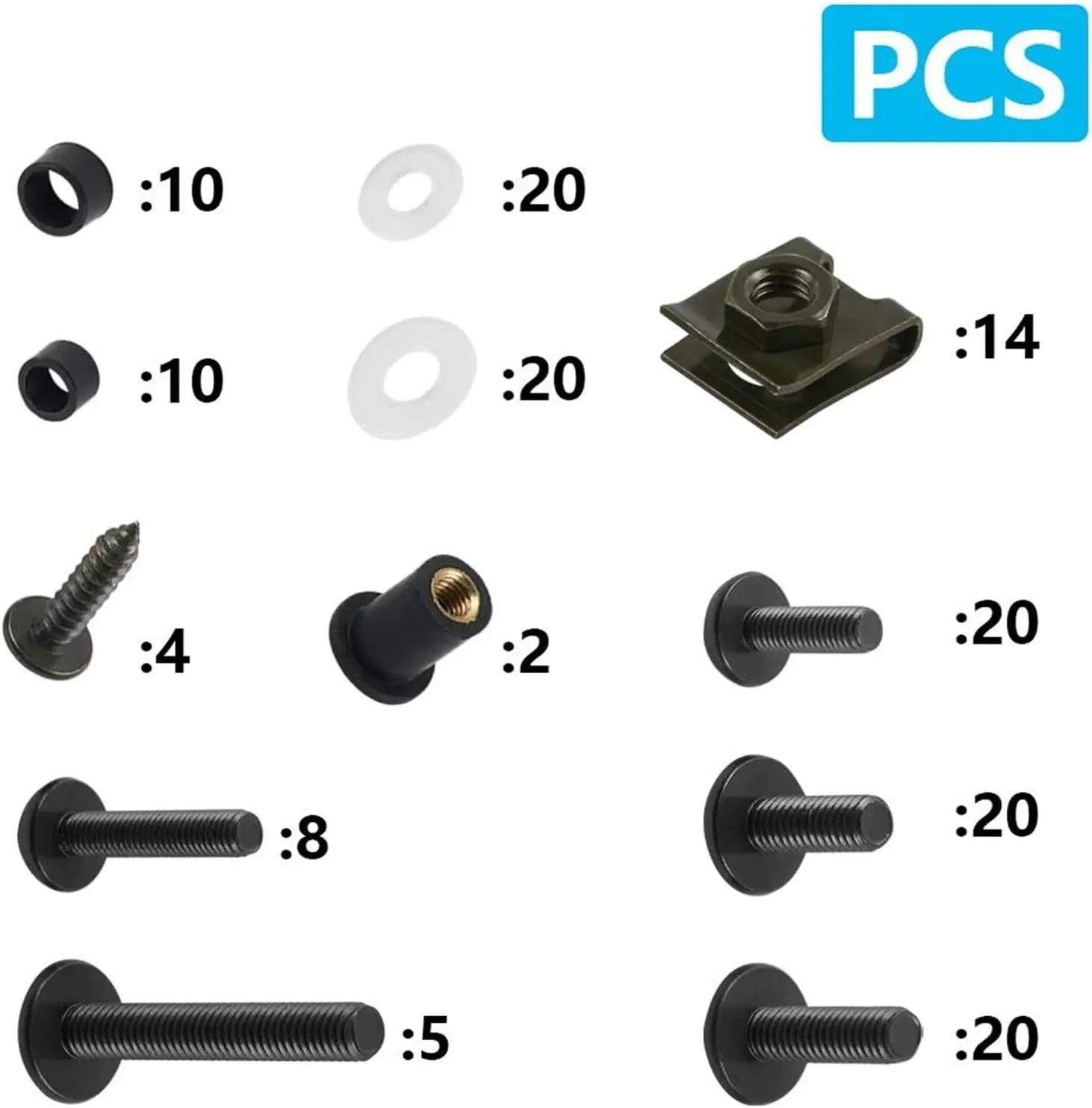 Motorcycle Fairing Fasteners Kit – 190-Piece Body Screws Set