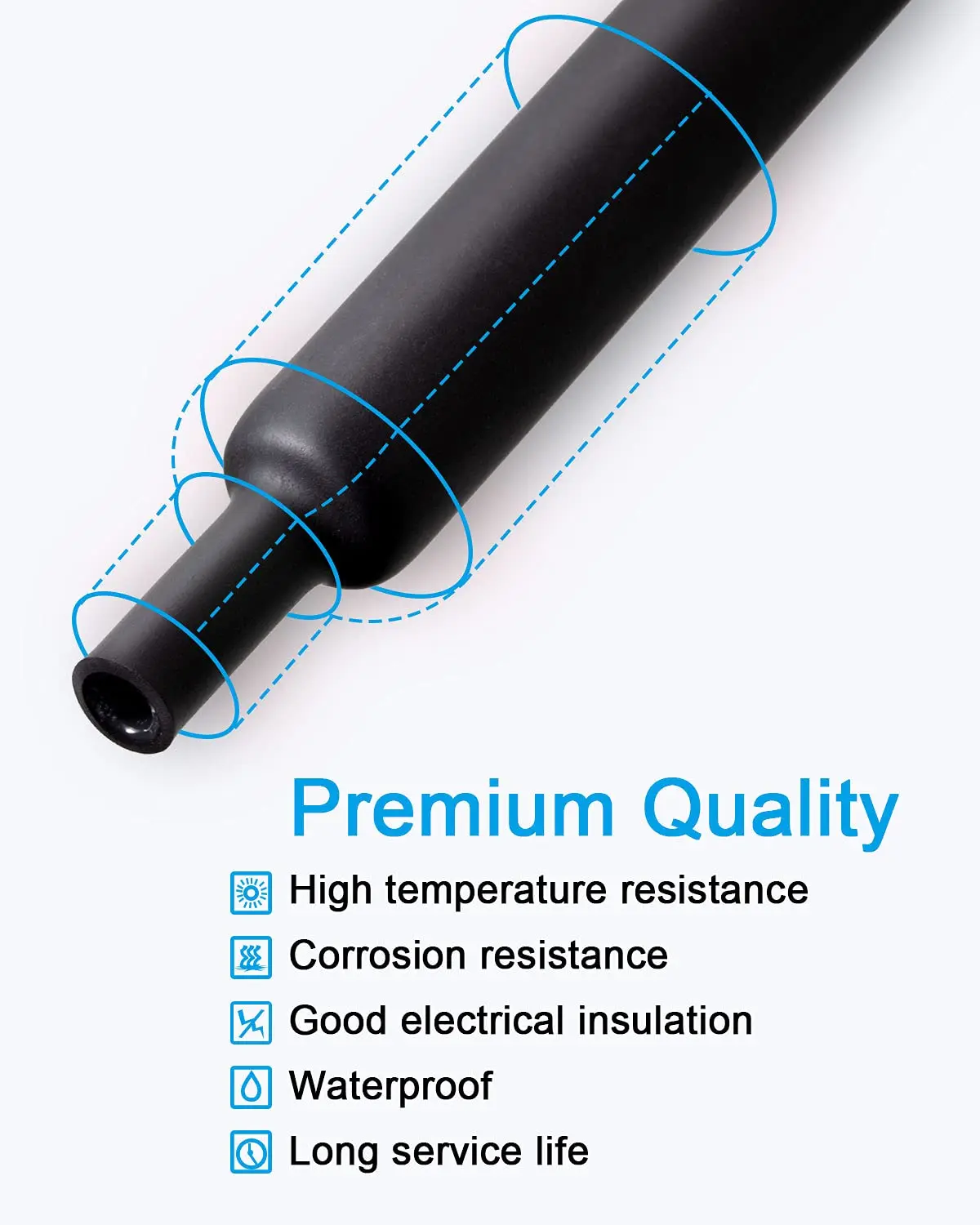 3:1 Dual Wall Adhesive Heat Shrink Tubing Kit 6 Sizes 130pcs
