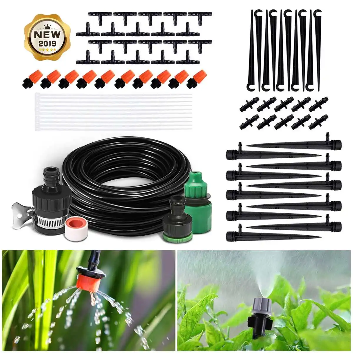 

20M Garden Watering System Drip Irrigation Spray Nozzle Kit 66Pcs Micro Sprinklers Hose Plant Watering Set