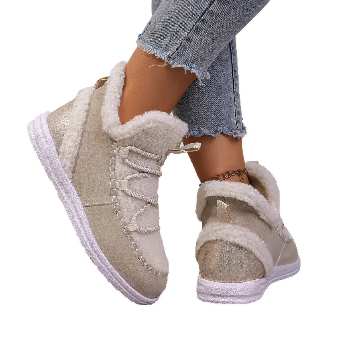 Women's New Winter Thick-soled Snow Boots, Women's Plush Plush Large Size Cotton Shoes, Casual and Comfortable High-top Shoes