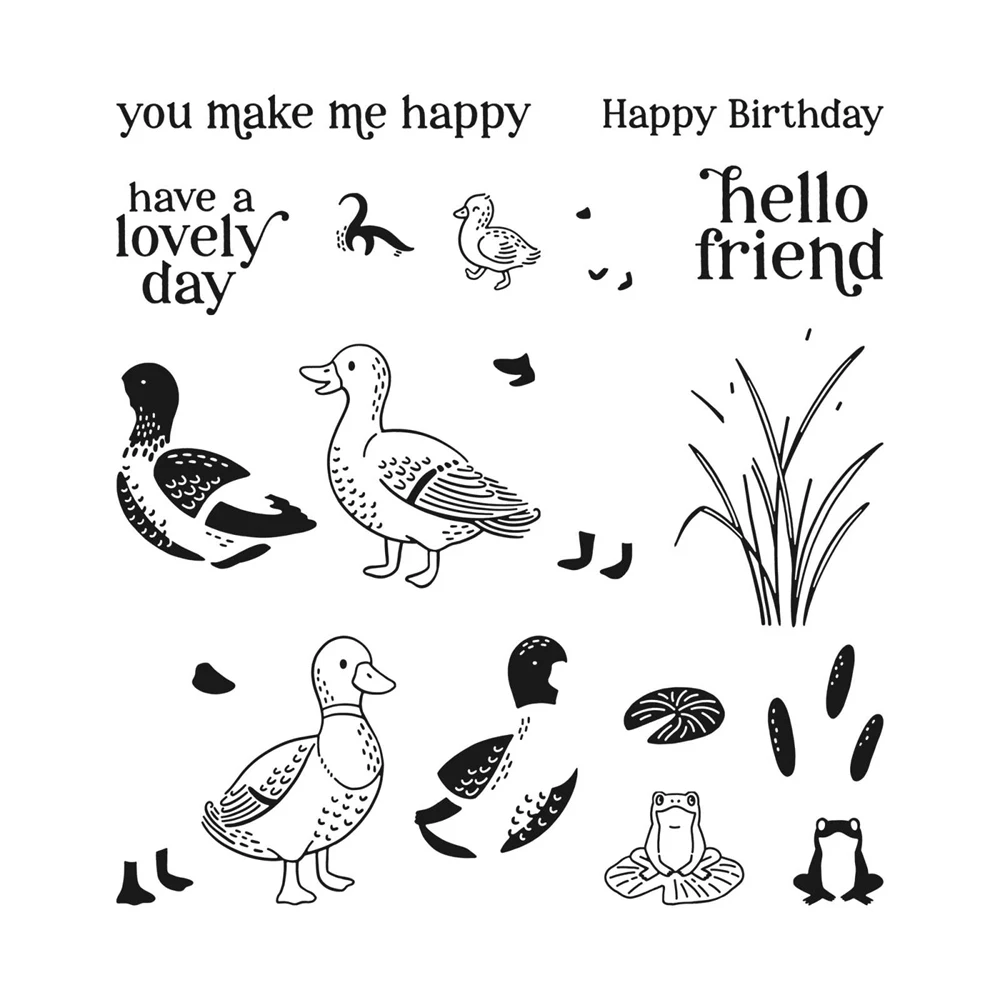 Metal Cutting Dies/Clear Stamp Charming Duck Pond Happy Birthday DIY Crafts Card Album Making Scrapbooking Stencil New ST03