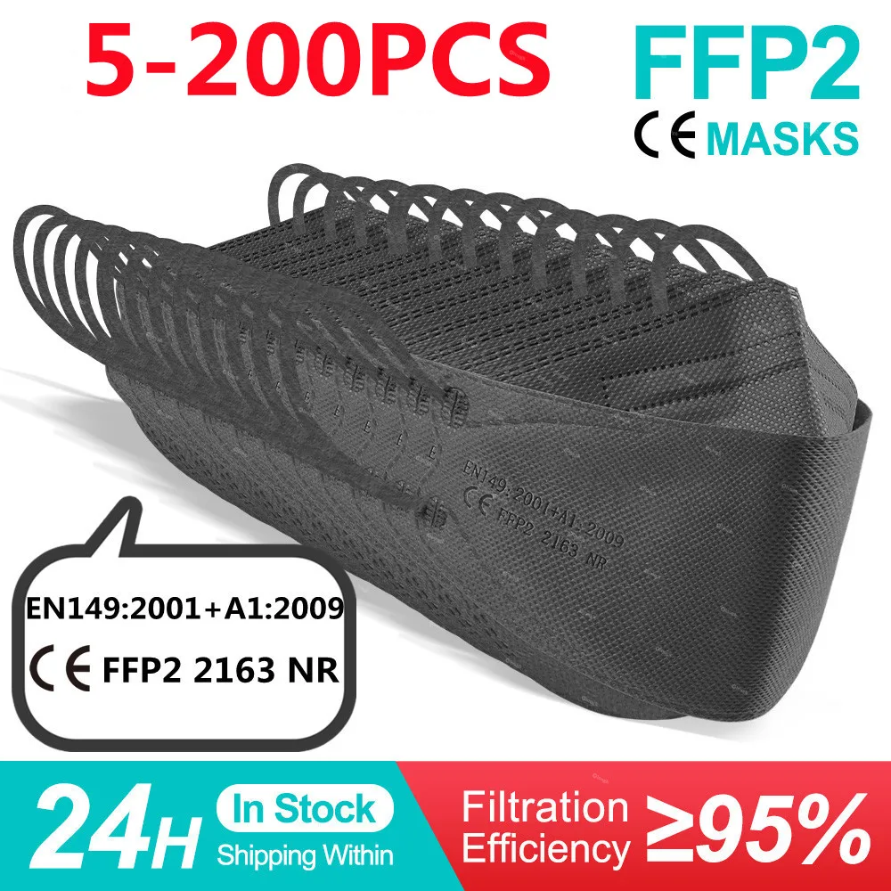 5-200 шт. FPP2 маска FFP2 Mascarillas KN95 для рыб fpp2 одобренный Респиратор лица тушь ресниц kn95