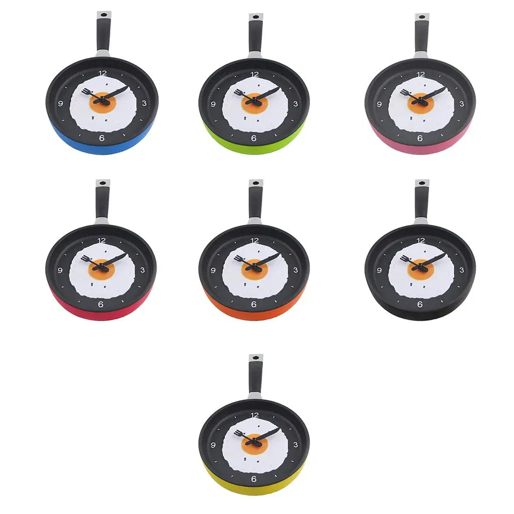Frying Pan with Fried Eggs Design Wall Clock, 9x8inch for Kitchen,Living Room,Bedroom Decor 3