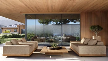 Set di Divani Lounge in Teak Massello di Lusso, Nuovo Design Premium, per Esterni, Patio, Giardino e Residenze Private