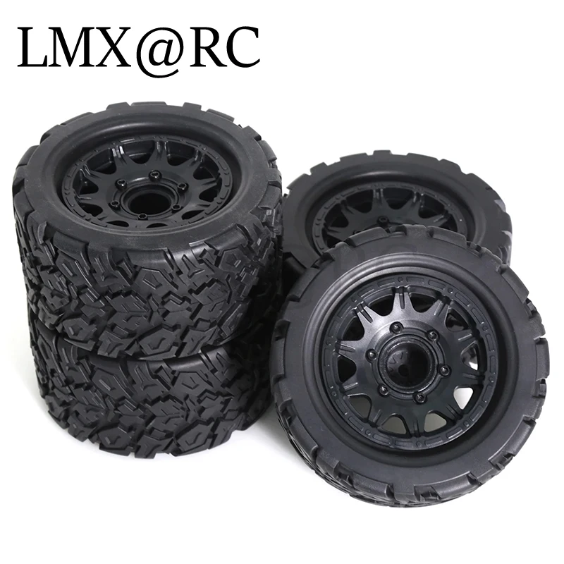 4pcs 110mm 1/10 Monster Stunt Truck Tire 12mm and 14mm Hex for TRAXXAS MAXX ARRMA Granite KRATON Outcast Tamiya Losi Redcat