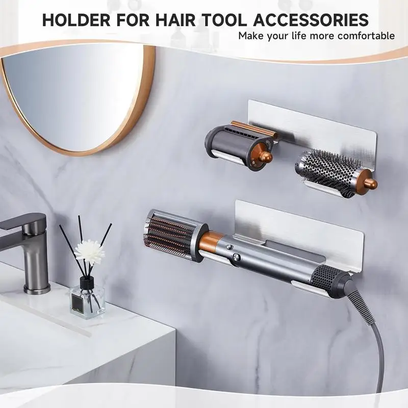 Bathroom Hair Tool Holder Stainless steel Straightener Holder Rack No Punching Hair Curler Tool Organizer Accessory