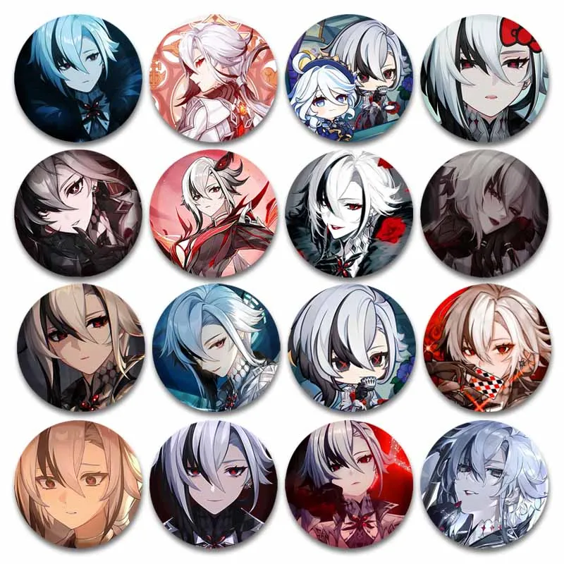 Kreatives Spiel Genshin Impact Brosche Niedliche Arlecchino Figur Anstecknadeln Rucksack Hemd Kleidung Zubehör Abzeichen Sammlergeschenke