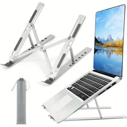 Sleek Adjustable Aluminum Laptop Stand - Ergonomic, Portable Design with Enhanced Ventilation (WHITE)