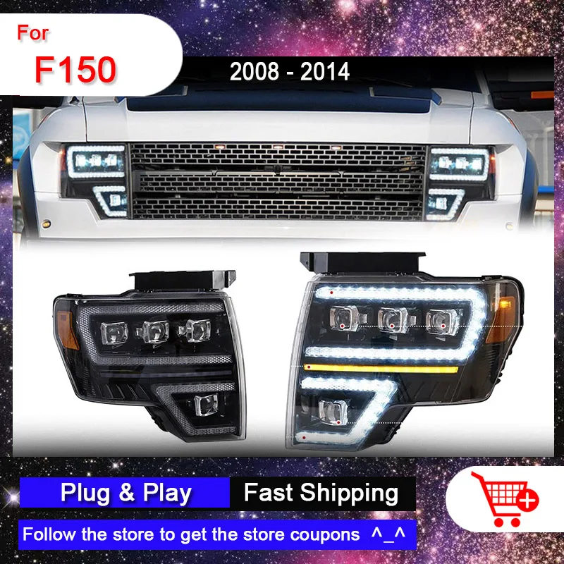 

Car Headlights for Ford Raptor F150 2008-2014 Headlights Animation All LED DRL Dynamic Turn Signal Lights Assembly LED Projector