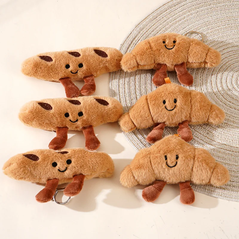 Adorable Cartoon Croissant Plush Keychain – Cute Gift Pendant and Bag Charm