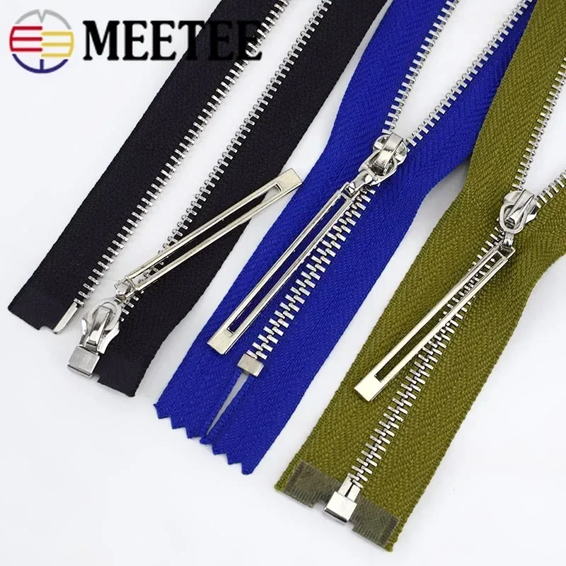 Meetee 3 재봉 금속 지퍼, 15-70cm 개폐 지퍼, 지갑 재킷 가방, 지퍼 수리 키트, DIY 의류 액세서리, 2 개