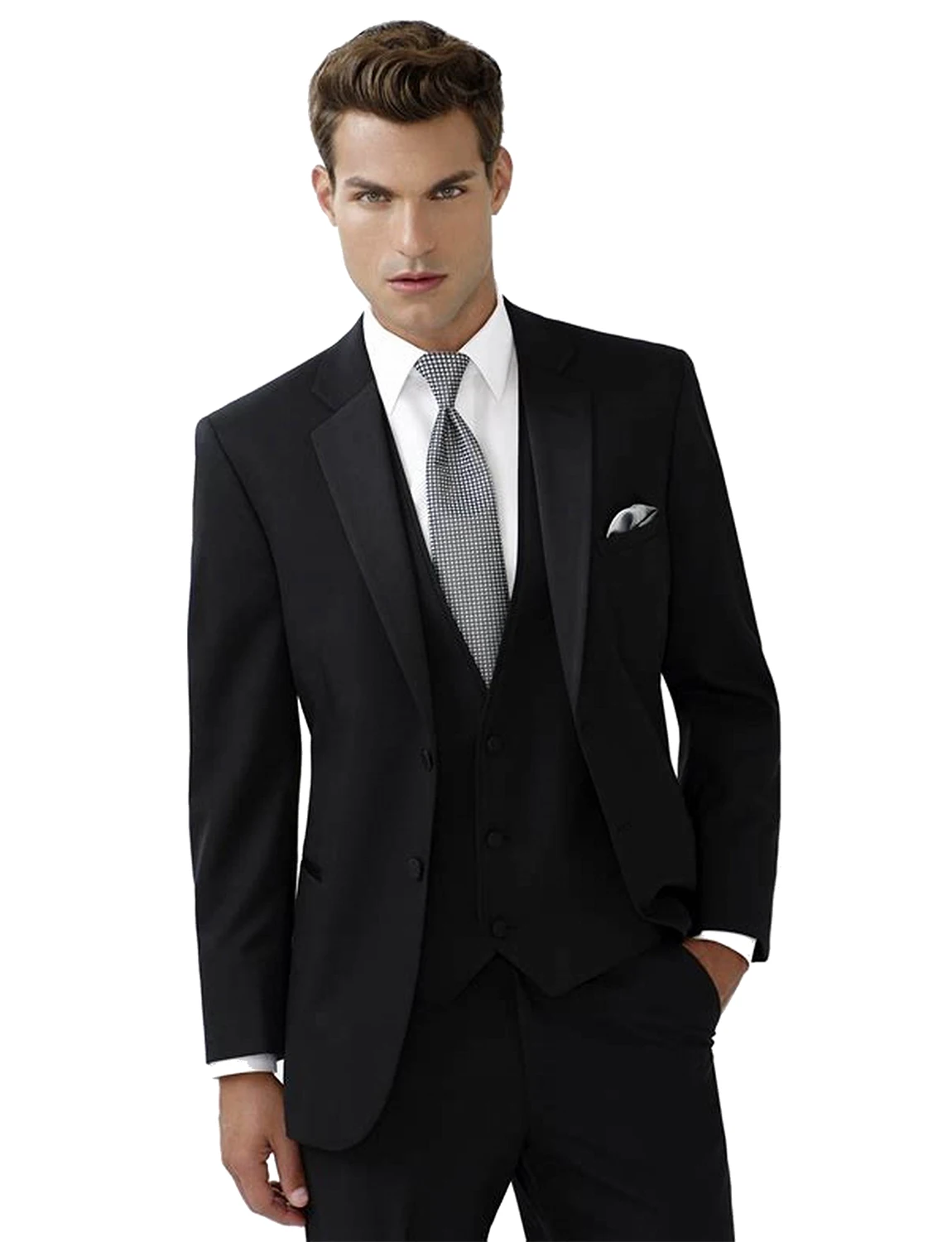 

Men's 3 Pieces Wedding Dinner Suits for Men Black Formal Business Tuxedo Jacket Waistcoat Trousers