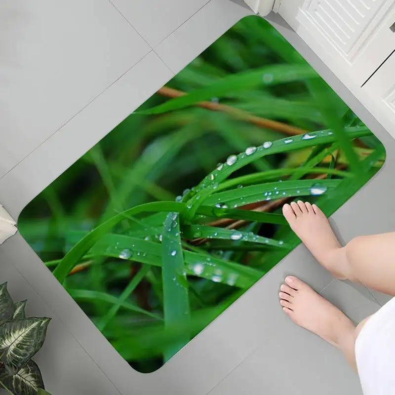 녹색 잔디 프린트 플랜지, 마주 보는 바닥 매트, 욕실 장식 카펫, 미끄럼 방지 거실 주방 문짝