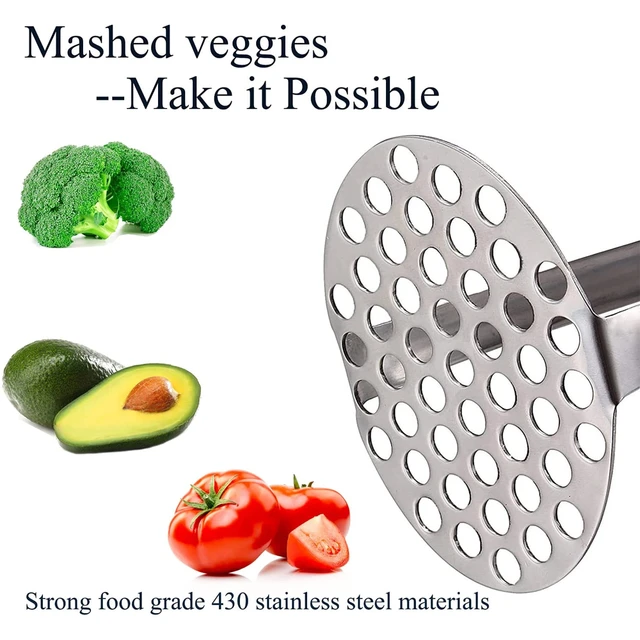 Stainless Steel, Heavy Duty Mashed Potatoes Masher, Best Masher Kitchen Tool  For Bean, Avocado, Easy To Clean