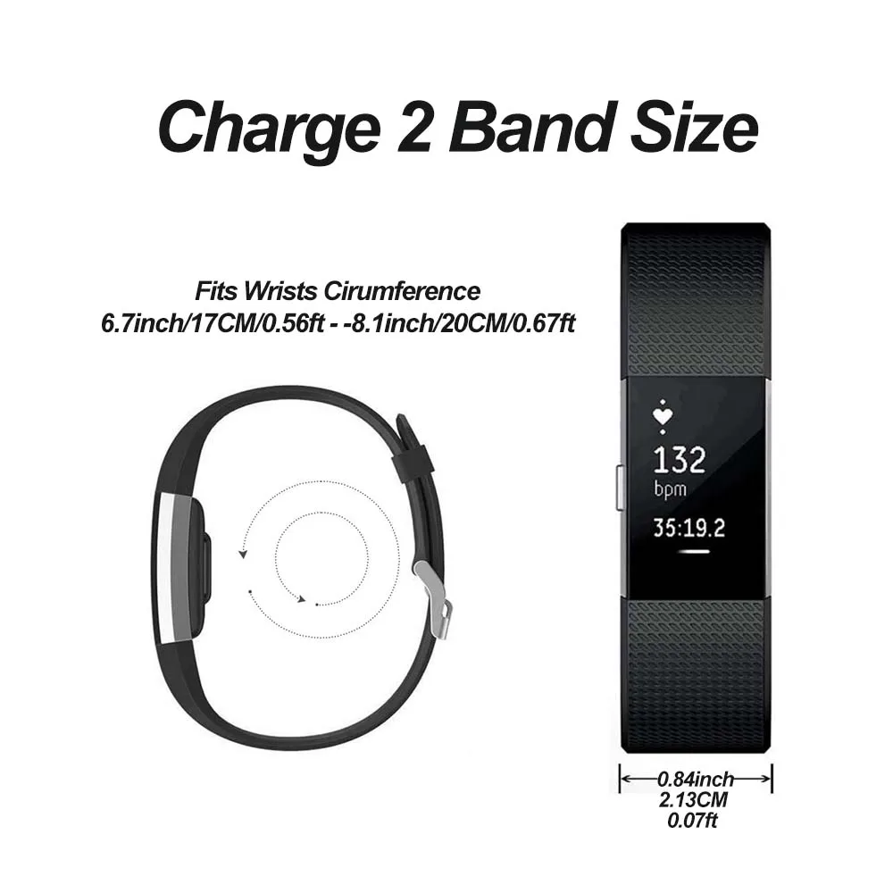 Premium Replacement Bands for Fitbit Charge 2 - Classic & Special Edition, Large Size