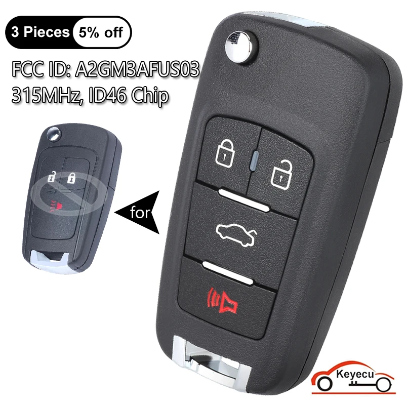 

KEYECU 4 кнопки 315 МГц ID46 чип для Chevrolet Spark 2013 2014 2015 автоматический обновленный флип-пульт дистанционного управления брелок FCC # A2GM3AFUS03