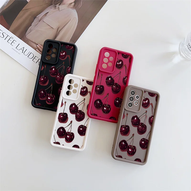 Silicone Red Cherry Bow Phone Case Cover
