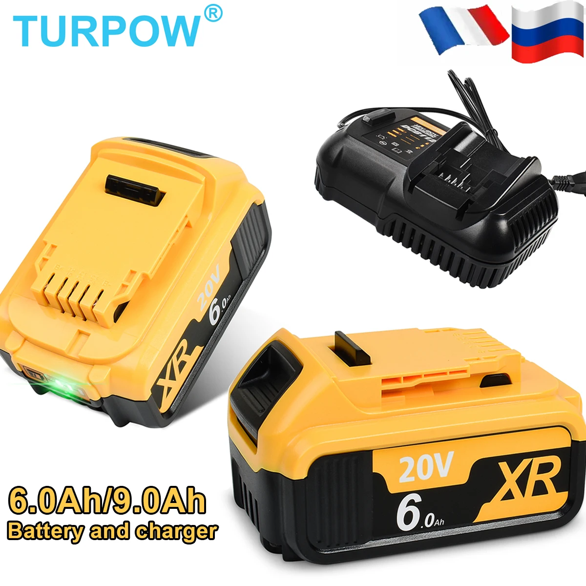 Latest DCB200 20V 6000mAh Battery and charger For DeWalt 18V DCB184