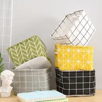Linen Desktop Storage Basket Sundries Toy Storage Box Laundry Basket Underwear Cosmetic Organizer Office Stationery Organizer 2