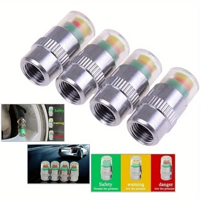 Enhanced Tire Pressure Monitoring Valve Caps - Set of 4