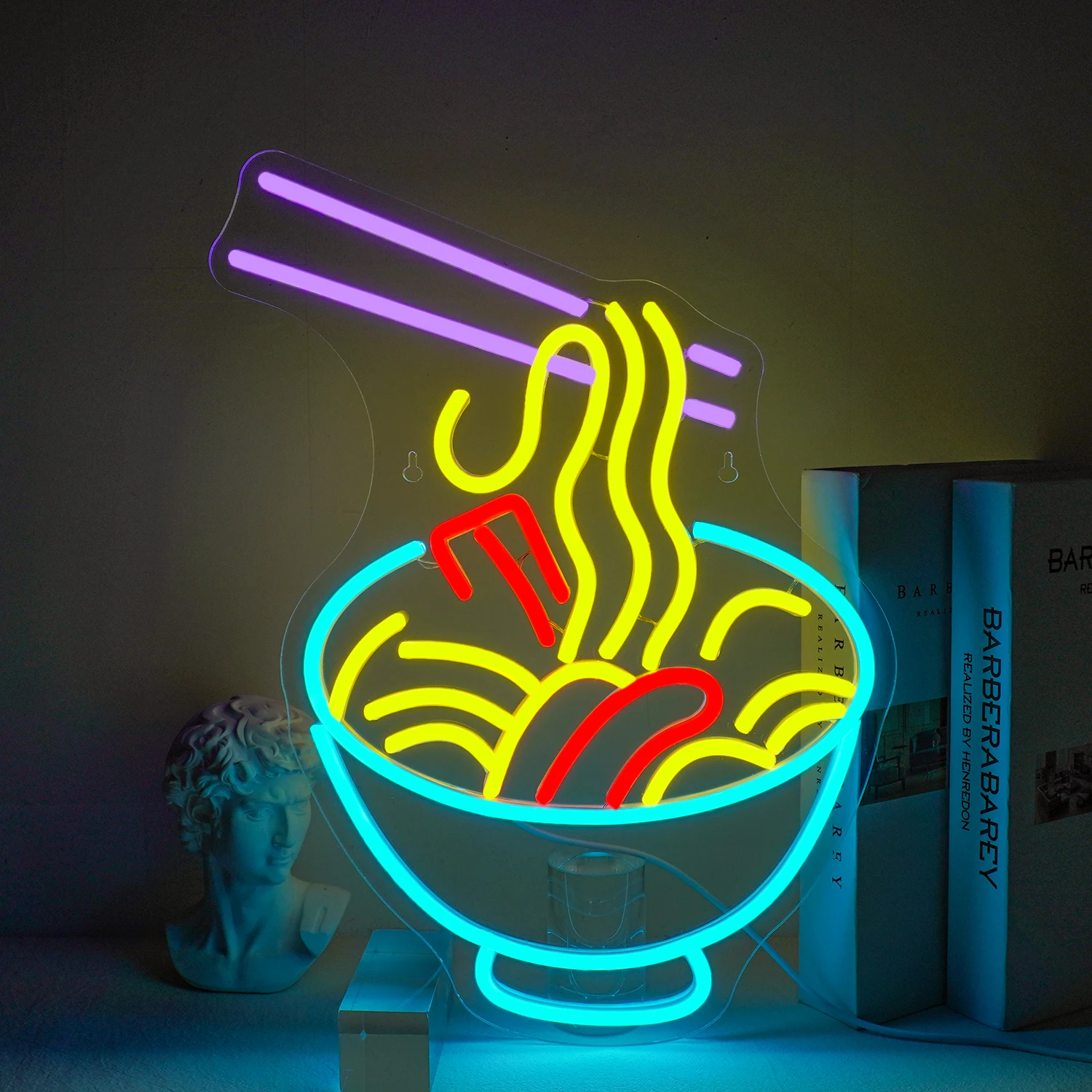 Ramen Neon Sign Cool Noodle Neon Lights For Restaurant Food Shop Led Light Up Signs USB Powered Dinning Room Billboard Art Lamp